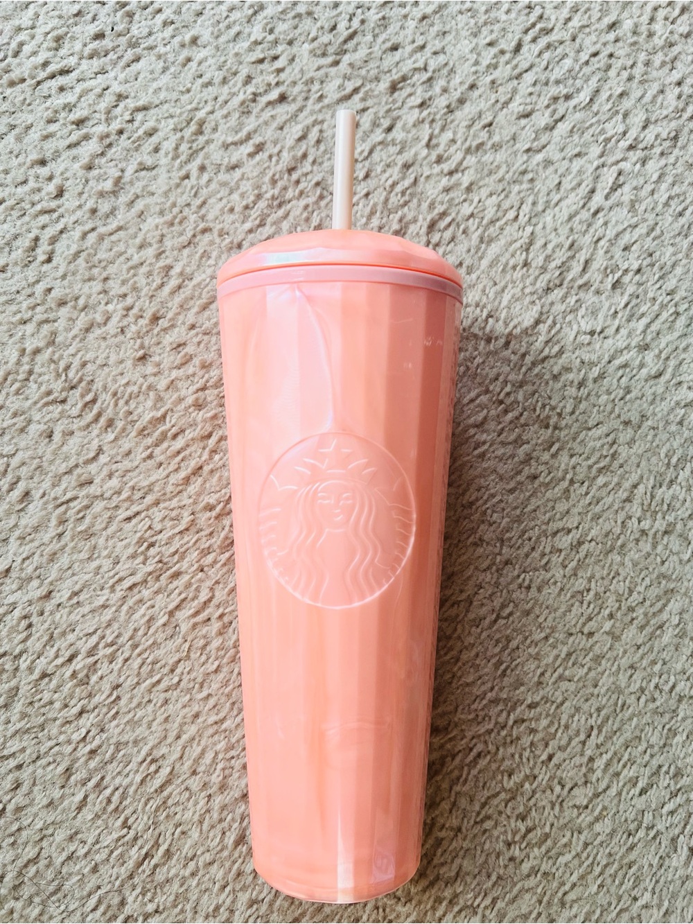 Starbucks Peach Pink Tall Reusable Tumbler with Straw